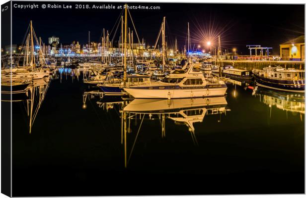 Reflections in Ramsgate Marina Canvas Print by Robin Lee