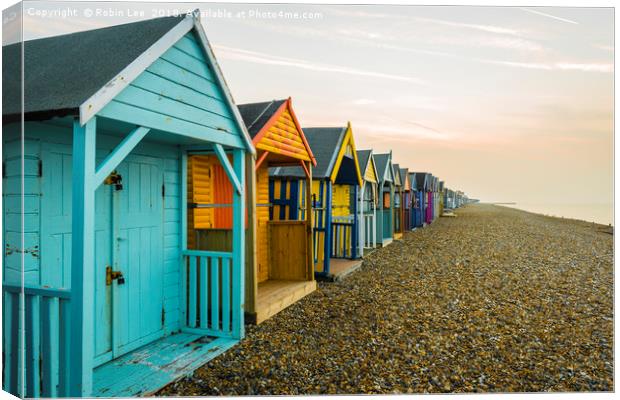 Endless Beach Huts at Herne Bay Canvas Print by Robin Lee