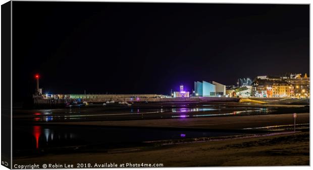 Margate harbour at night Canvas Print by Robin Lee