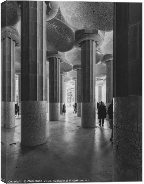 Doric columns beneath Park Guell terrace Canvas Print by Chris Rabe