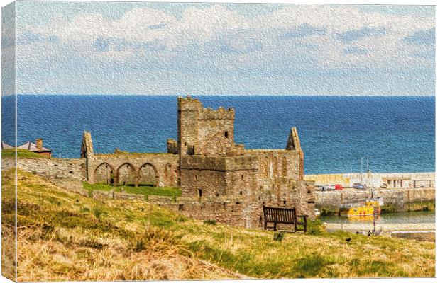 Peel Castle, Isle of Man with Oil Painting FIlter Canvas Print by Paul Smith