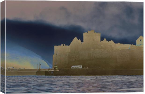 Peel Castle, Isle of Man with Solarized Filter Canvas Print by Paul Smith