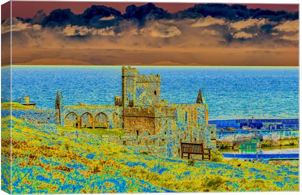 Peel Castle, Isle of Man with Solarized Filter Canvas Print by Paul Smith