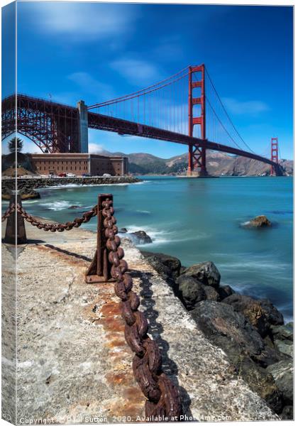 Golden Gate Bridge & Chains Canvas Print by Paul Sutton