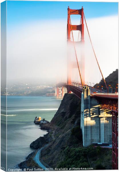 Golden Gate Bridge & Low Cloud Canvas Print by Paul Sutton