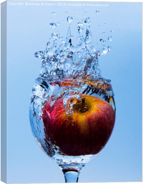Splash Apple Canvas Print by George de Putron