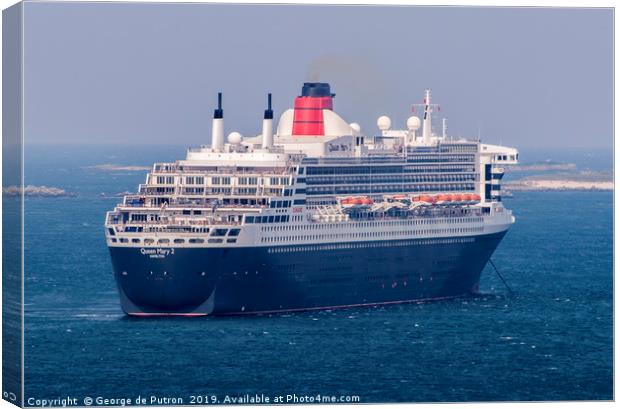 Cruise Liner "Queen Mary 2" anchored in the Little Canvas Print by George de Putron