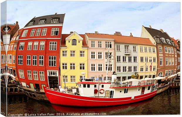 Copenhagen, Nyhavn harbor fish-eye Canvas Print by Luisa Vallon Fumi