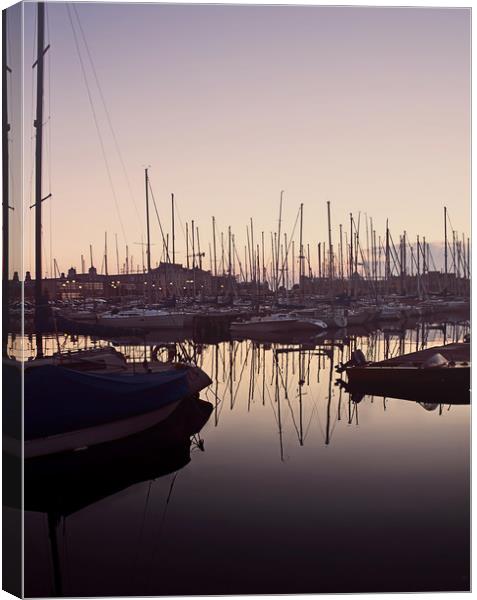 Twilight on the harbour with calm waters and boats Canvas Print by Luisa Vallon Fumi