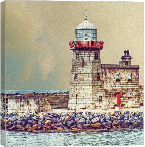 Dublin, Howth Harbour lighthouse, digital art Canvas Print by Luisa Vallon Fumi