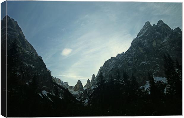 Dolomites, mountains in back light Canvas Print by Luisa Vallon Fumi
