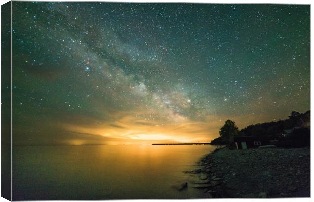 Brilliant milky Way and stars over the Dyer's bay, Canvas Print by Claire Smith