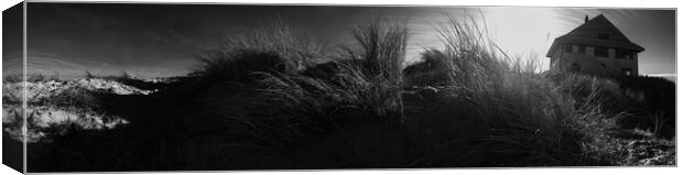 dune with beachhouse in Black and White Canvas Print by youri Mahieu