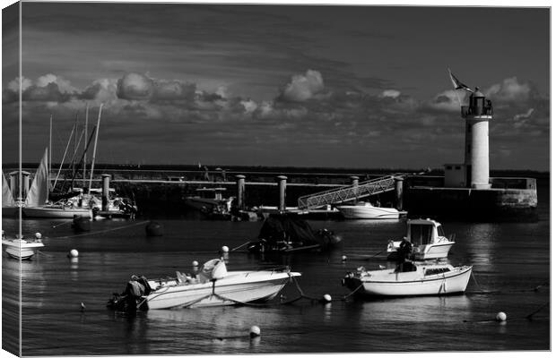 View on Phare de la Flotte in black and white Canvas Print by youri Mahieu