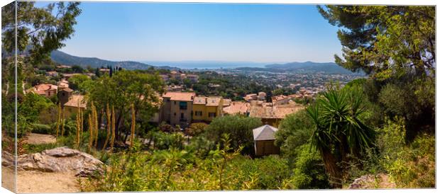 Panoramic View from Bormes Les Mimosas at the mediterranean sea Canvas Print by youri Mahieu