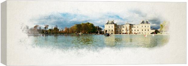 Watercolor of fountain of jardin du Luxembourg Canvas Print by youri Mahieu