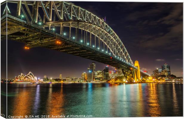 Sydney city at night Canvas Print by JIA HE