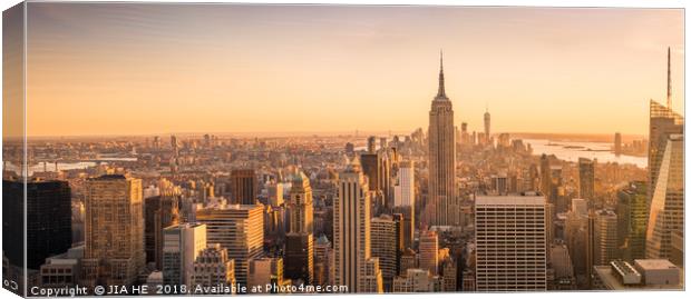 New York City skyline panorama at sunset Canvas Print by JIA HE