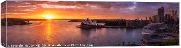 Sydney Harbor sunrise panorama Canvas Print by JIA HE