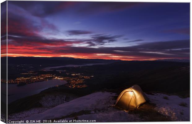 camping on Roys Peak Canvas Print by JIA HE