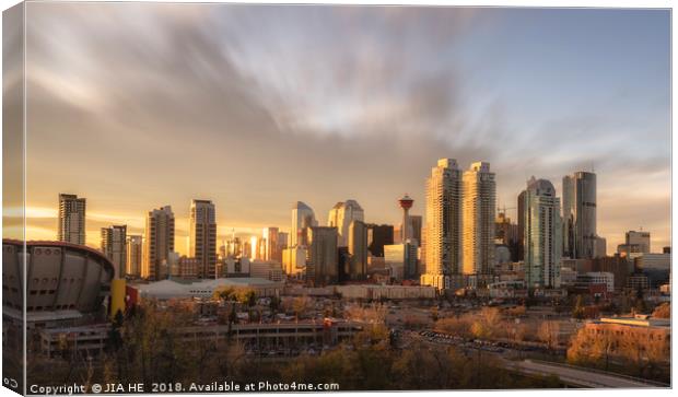 Calgary skyline at sunset Canvas Print by JIA HE