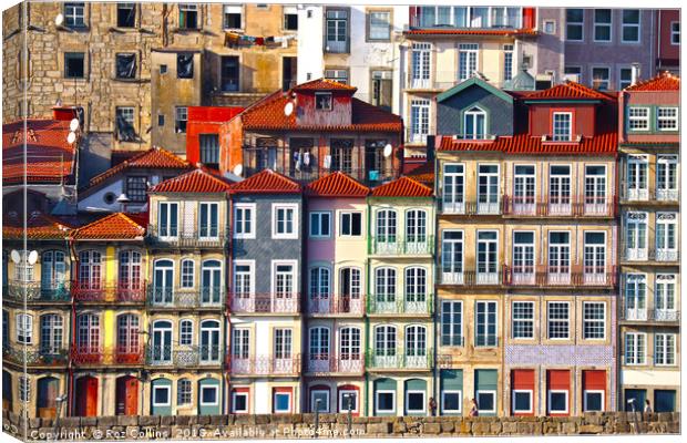 Houses Along the Douro River, Porto Canvas Print by Roz Collins