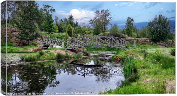 Wooden Bridge at Burgie Arboretum Canvas Print by Tom McPherson