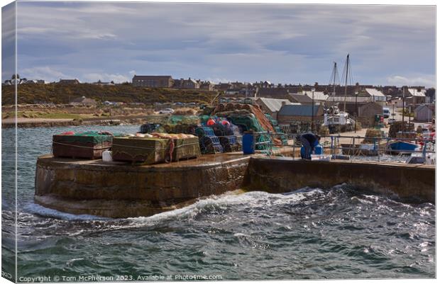 Tranquil Morning Glow over Hopeman Harbour Canvas Print by Tom McPherson