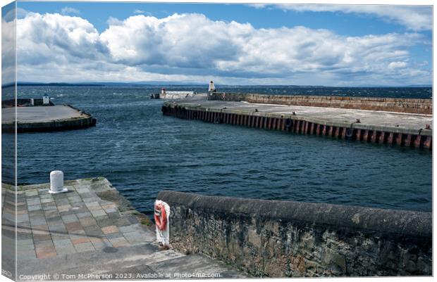"Lighthouse Haven: The Iconic Burghead Pier" Canvas Print by Tom McPherson