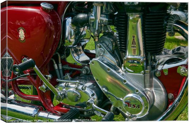 "Gleaming Beauty: Unveiling the Vintage Motorcycle Canvas Print by Tom McPherson