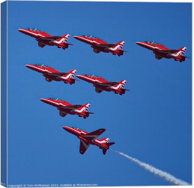 Red Arrows' Spectacular Sky Dance Canvas Print by Tom McPherson