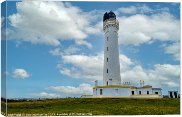 Covesea Skerries Lighthouse, A Serene Sentinel Canvas Print by Tom McPherson