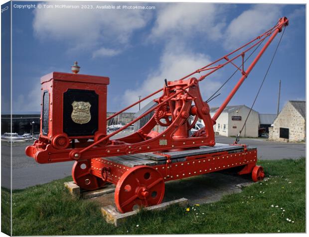 A Timeless Relic: Hopeman Harbour's Restored Crane Canvas Print by Tom McPherson