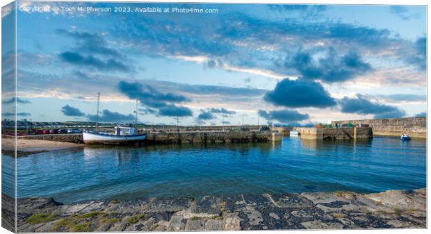'Hercules at Rest in Hopeman Harbour' Canvas Print by Tom McPherson