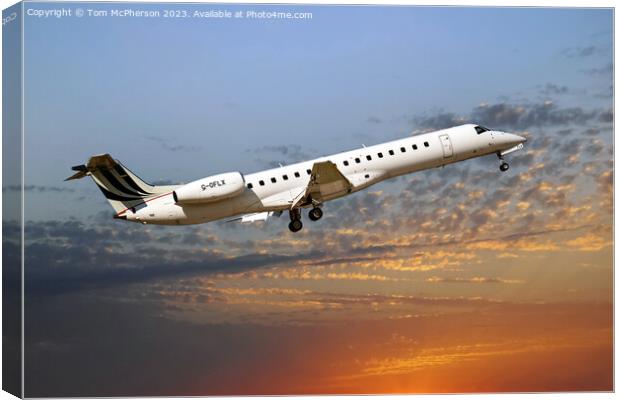 'Under the Dusk: Embraer 135/145 at Lossiemouth' Canvas Print by Tom McPherson