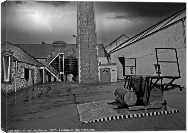 Storm Over Dallas Dhu distillery  Canvas Print by Tom McPherson
