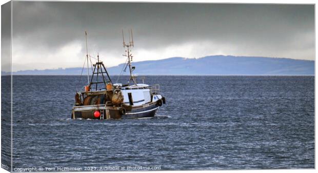 lone fishing boat on the Moray Firth Canvas Print by Tom McPherson