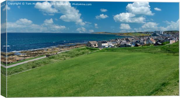 Seascape View of Burghead Village Canvas Print by Tom McPherson