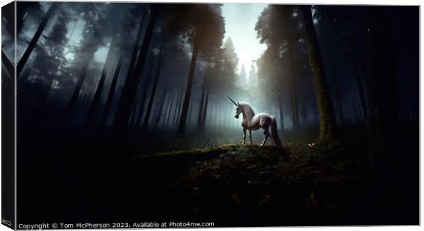 Unicorn in the Forest Canvas Print by Tom McPherson