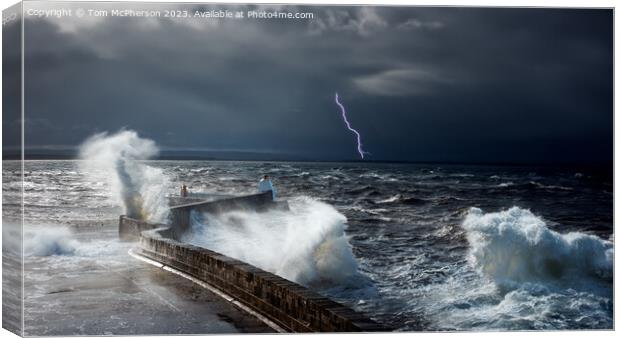 Storm at Burghead Bay Canvas Print by Tom McPherson