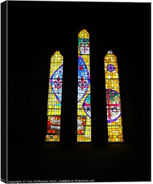 Stained Glass Window at Pluscarden Abbey Canvas Print by Tom McPherson