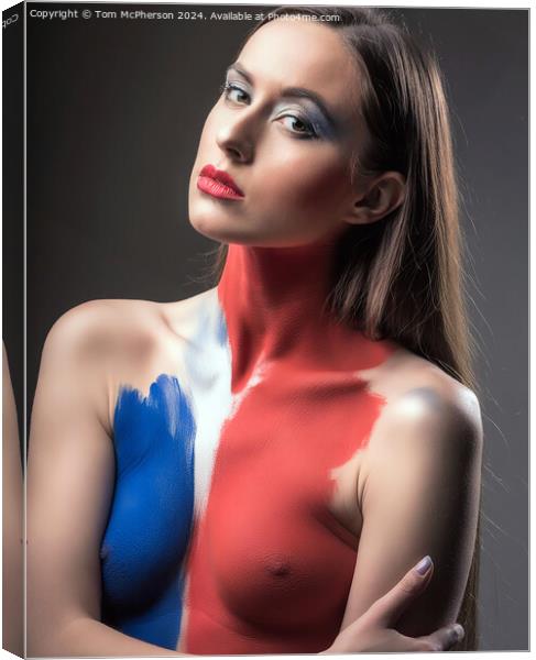 Julie in Red & Blue Canvas Print by Tom McPherson