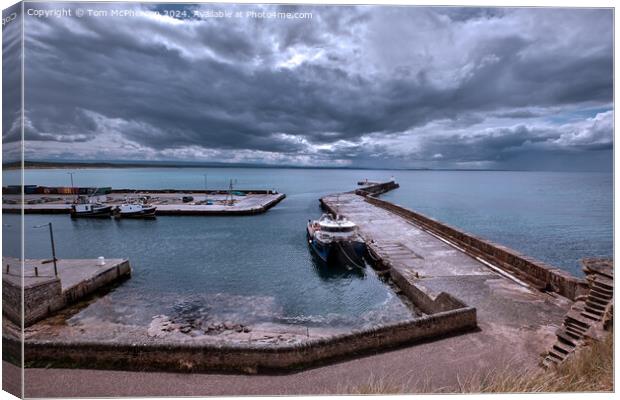Busy Burghead Harbour Canvas Print by Tom McPherson