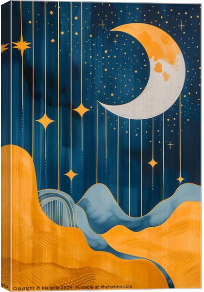 Moon and stars Canvas Print by Kia lydia