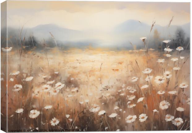 Wild Daisy Painting Canvas Print by Kia lydia