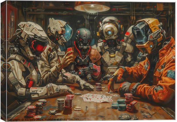 Robots playing poker  Canvas Print by Kia lydia
