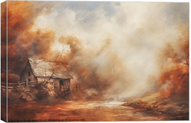 Old Barn in Autumn  Canvas Print by Kia lydia