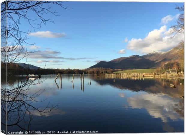 Derwentwater and the Skiddaw Massif. Canvas Print by Phil Wilson