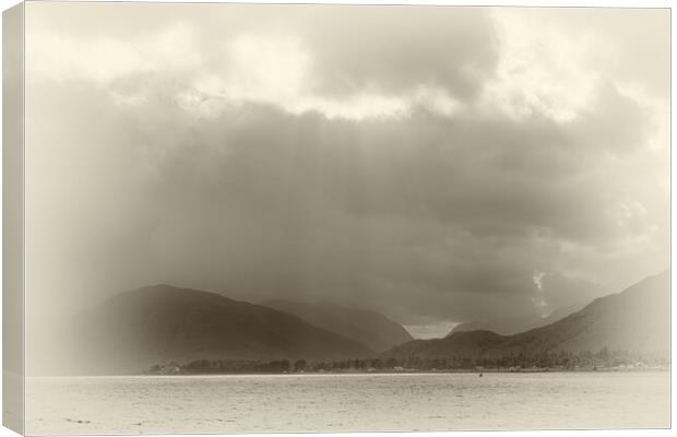 View from Bunree across Loch Linnhe to Ardgour. Canvas Print by David Jeffery