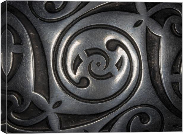 Celtic Design in Pewter Canvas Print by David Jeffery